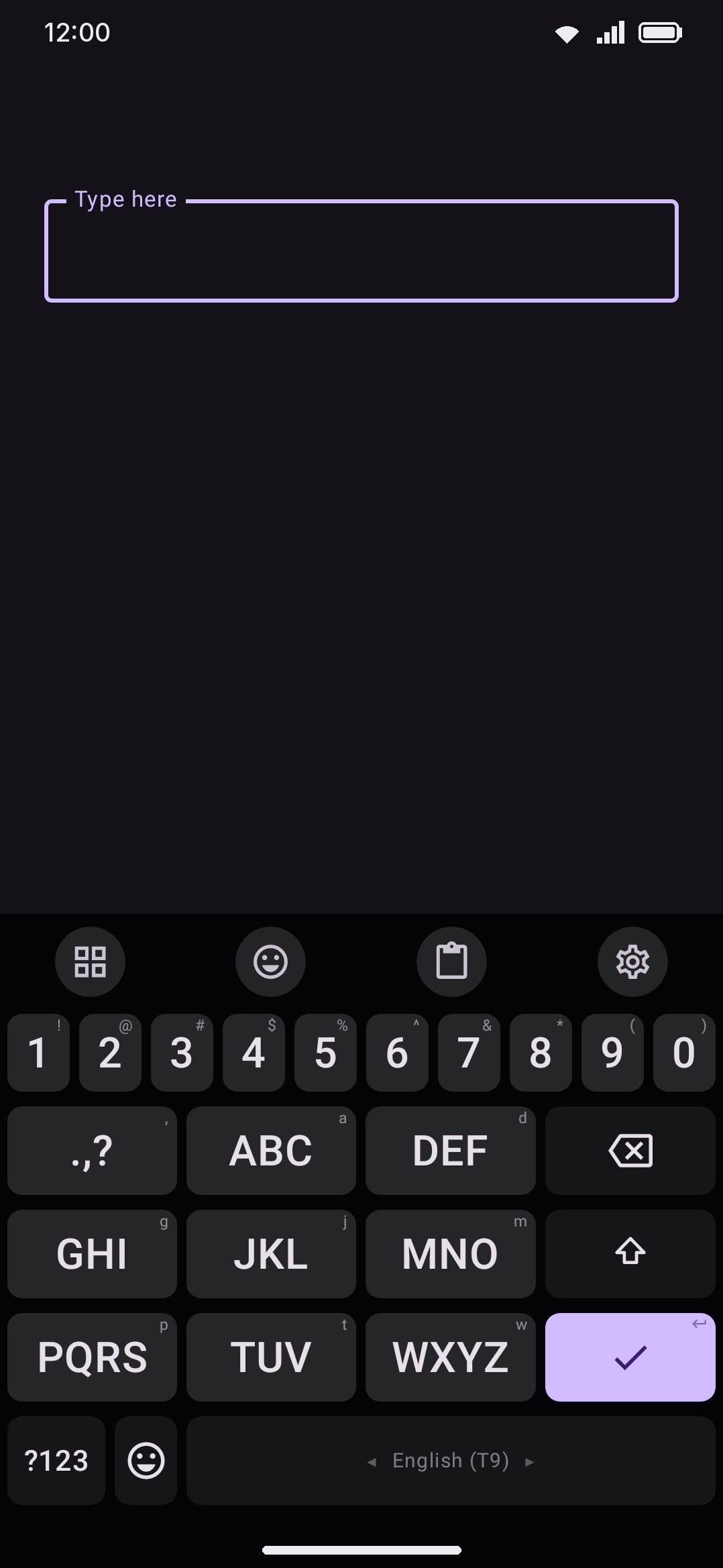 The T9 keypad: eight letter keys, each carrying three or four letters.