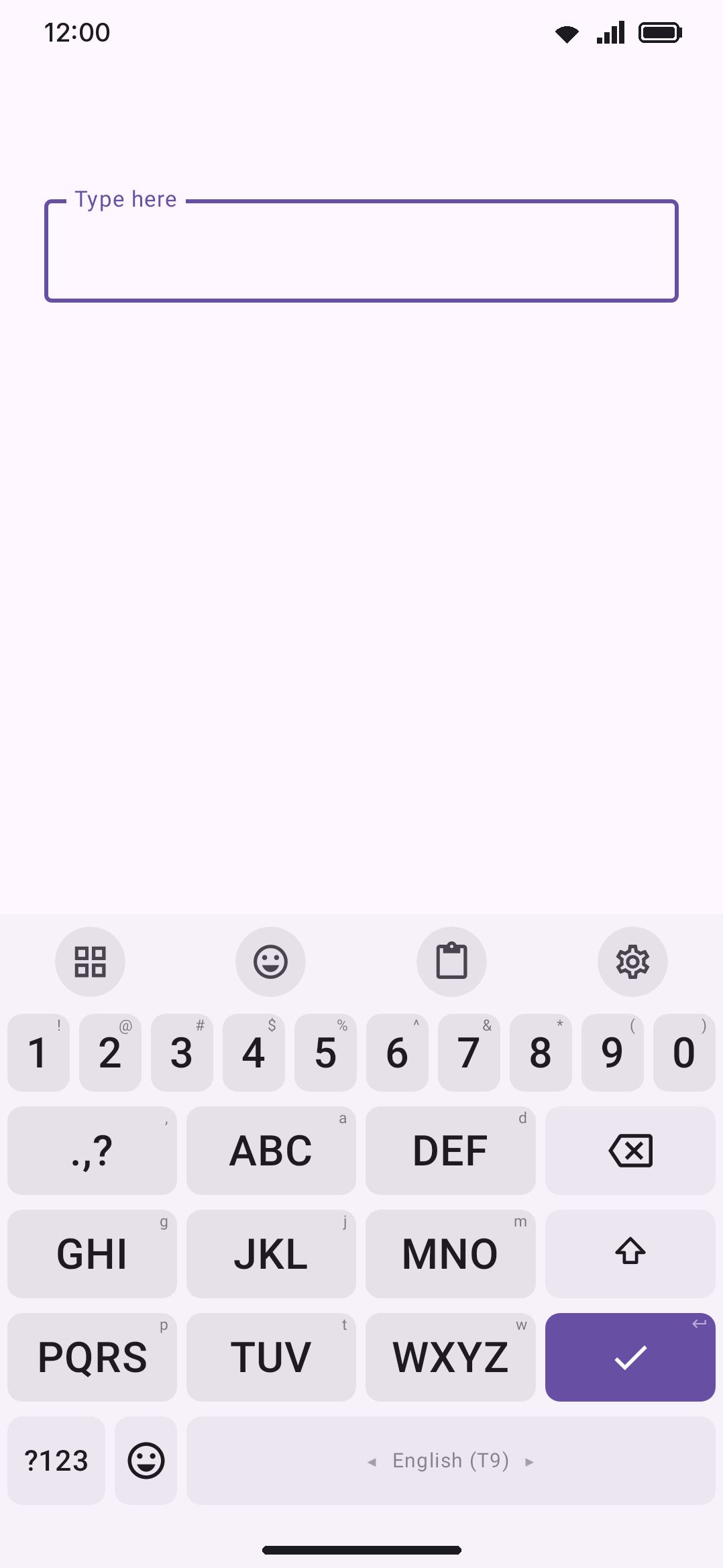 The T9 keypad: eight letter keys, each carrying three or four letters.