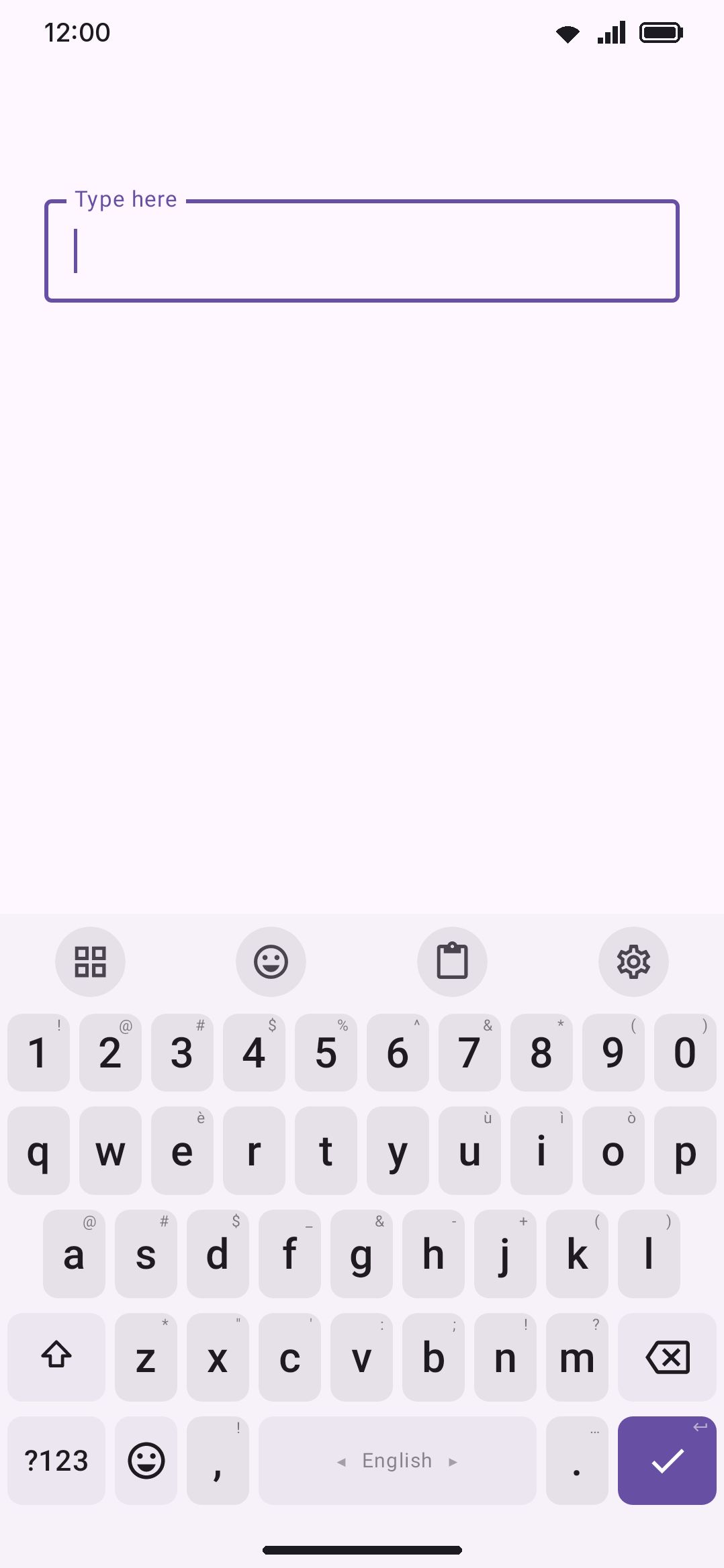 Fresh install: the top bar shows pinned tools, not an empty suggestion strip, until you type something.