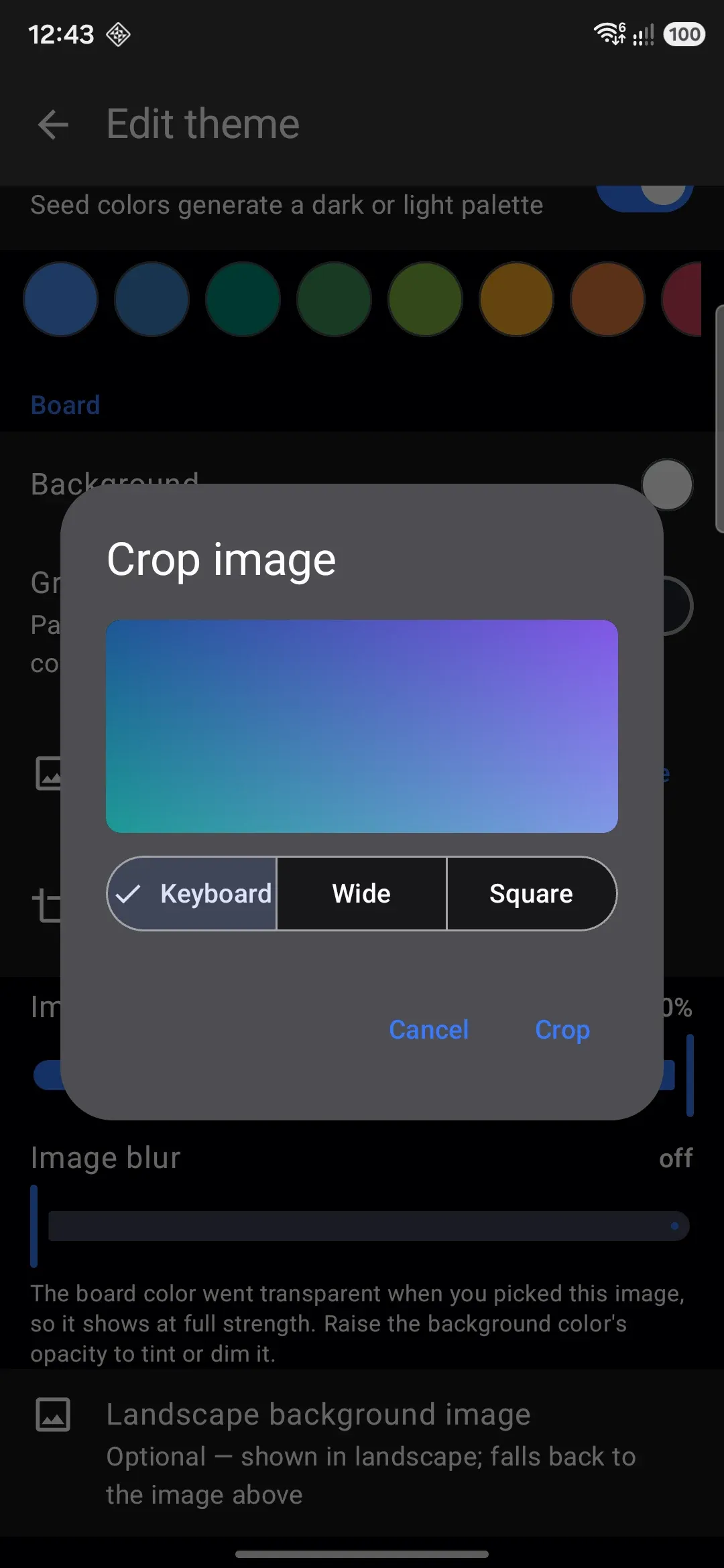 Cropping a background image to the keyboard's own shape.