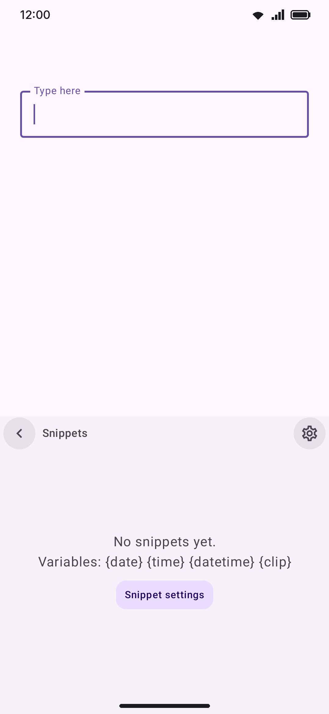 An open tool panel capturing input. The toolbox button has become a back arrow.