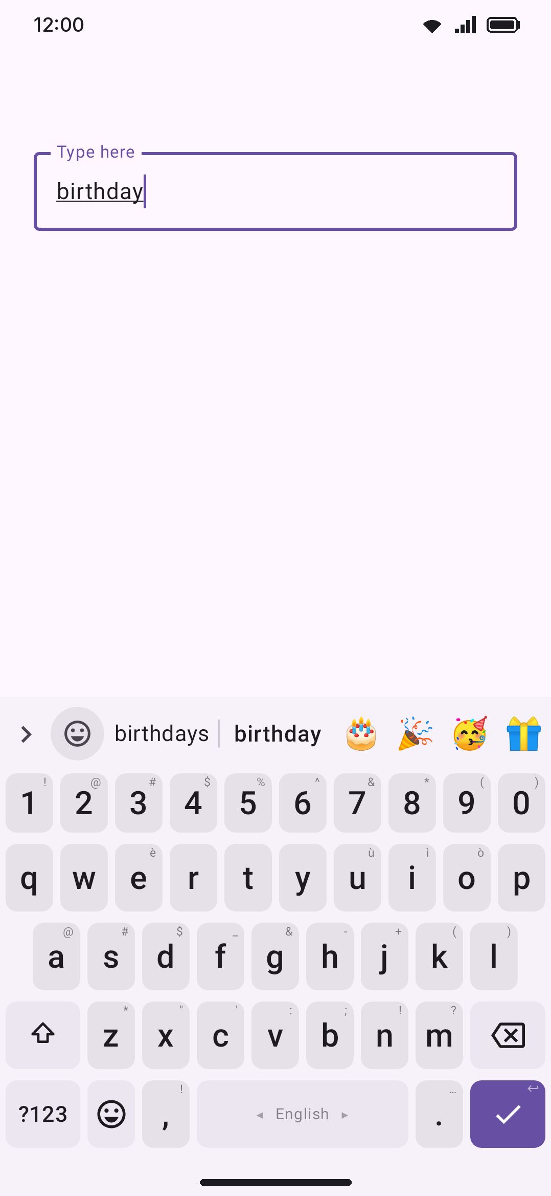 Word candidates followed by predicted emoji.